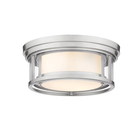 Z-Lite Willow 2 Light Flush Mount, Brushed Nickel, Inner White & Outer Clear 426F12-BN